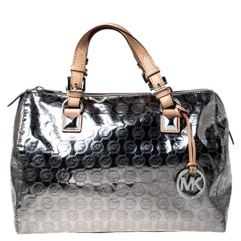 michael kors grayson leather handbag|Michael Kors signature tote gray.